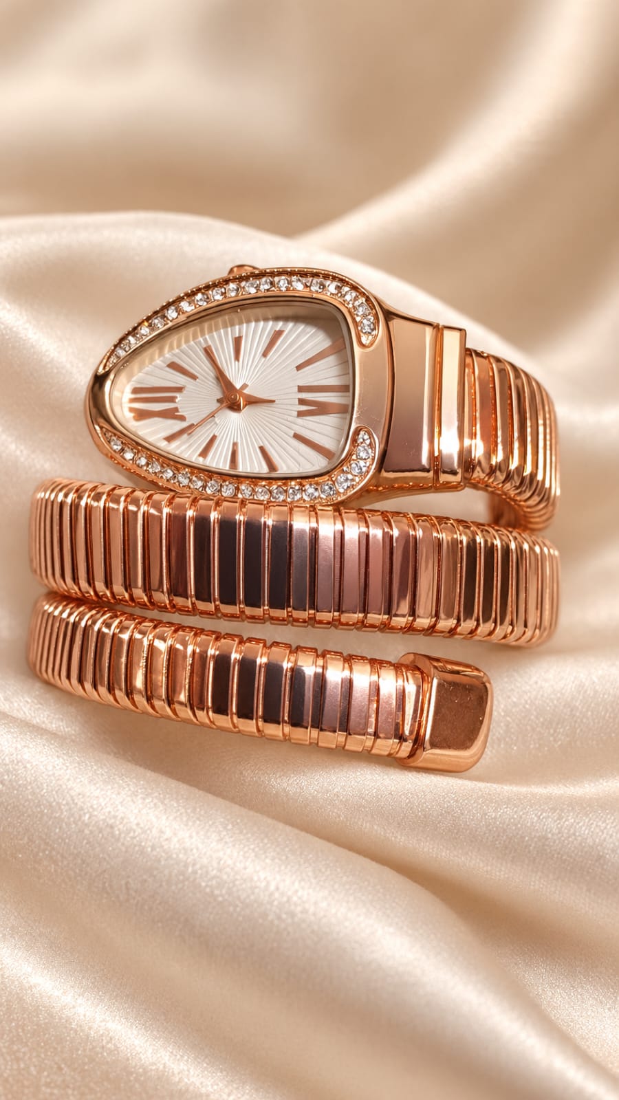 Rose Crystal Watch for Women – Elegant Flexible Bracelet Watch